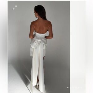 MESHKI - Meredith white strapless bow mini dress